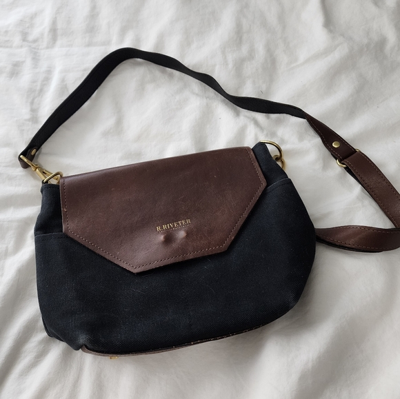 r riveter Bags R Riveter Leather And Canvas Crossbody Purse Poshmark